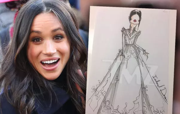 Una dintre schițele de rochie de mireasă create de Inbal Dror pentru Meghan Markle.