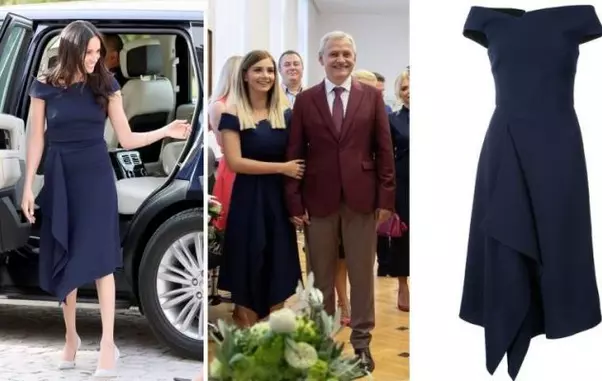Irina Tănase, iubita lui Liviu Dragnea, s-a inspirat de la Meghan Markle. Rochia, un Roland Mouret, costă 1350 de lire sterline.