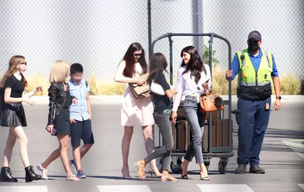 Lavinia Postaloche and Monica Gabor arrive at Las Vegas Mc Carran Airport to board a private jet en Route to LA!