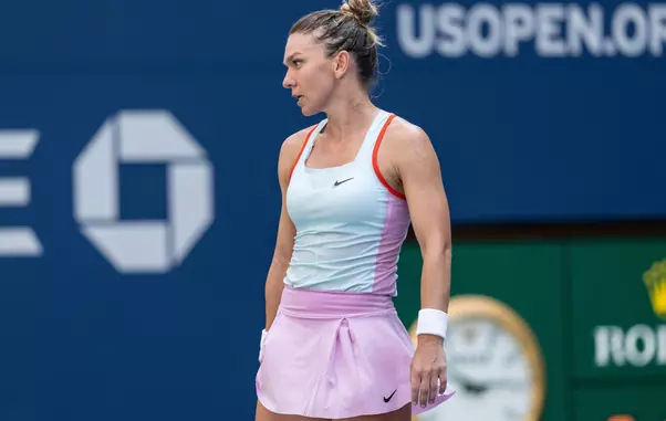 New York, NY – August 29, 2022: Simona Halep reacts during 1st round of US Open Tennis Championship against Daria Snigur of Ukraine at Billie Jean King National Tennis Center