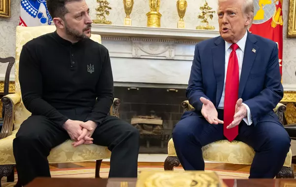 President Donald Trump greets President Volodymyr Zelenskyy of Ukraine, Friday, February 28, 2025, in the West Wing Lobby. (Official White House Photo by Daniel Torok)