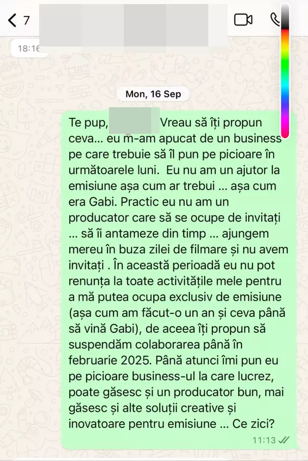 Mesajul trimis de Cristina Șișcanu către directoarea Metropola TV