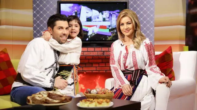 Alex Dima şi fiica lui, Sara, vin îmbrăcaţi în costume populare la "Weekend cu Monica Dascălu"