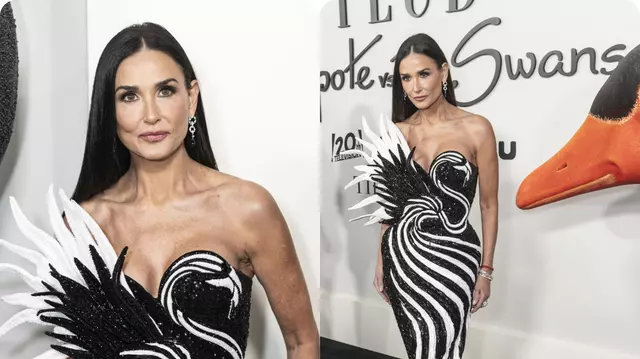 Demi Moore sfidează trecerea timpului. Actrița, apariție fabuloasă pe covorul roșu de la premiera „Feud: Capote vs. The Swans”