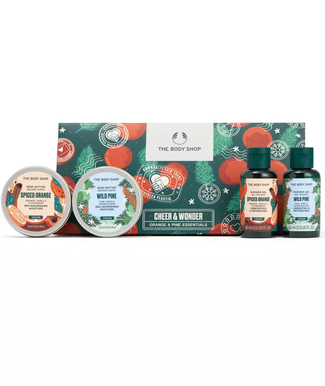 Set cadou Cheer & Wonder Orange & Pine Essentials, The Body Shop, 125 lei