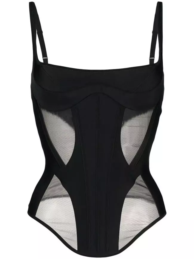 Corset din bumbac și tul, Mugler, 5.200 lei, magazinul Aparterre