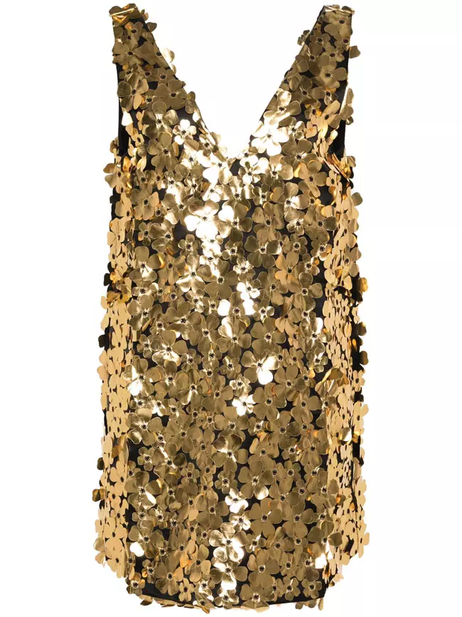 Rochie din poliamidă reciclată și aplicații, Stine Goya, 374 euro, www.farfetch.com