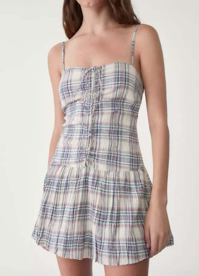 2. Rochie mini bufantă în carouri, Stradivarius