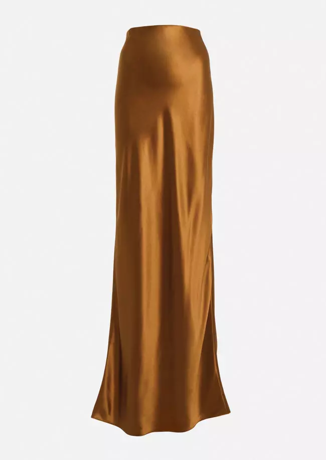 Fustă din mătase, Saint Laurent, 2.290 euro, www.mytheresa.com