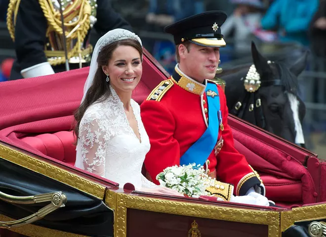 Catherine Middleton And Prince William Leave The Abbey