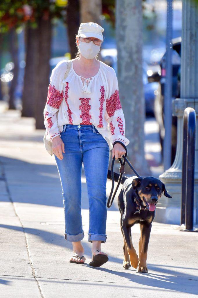 EXCLUSIVE: Meryl Streep takes her dog on a walk in Santa Monica