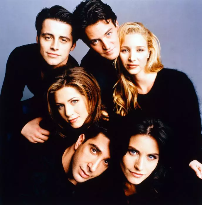 COURTENEY COX , MATTHEW PERRY , LISA KUDROW , JENNIFER ANISTON , MATT LEBLANC  and DAVID SCHWIMMER  in FRIENDS-TV (1994).