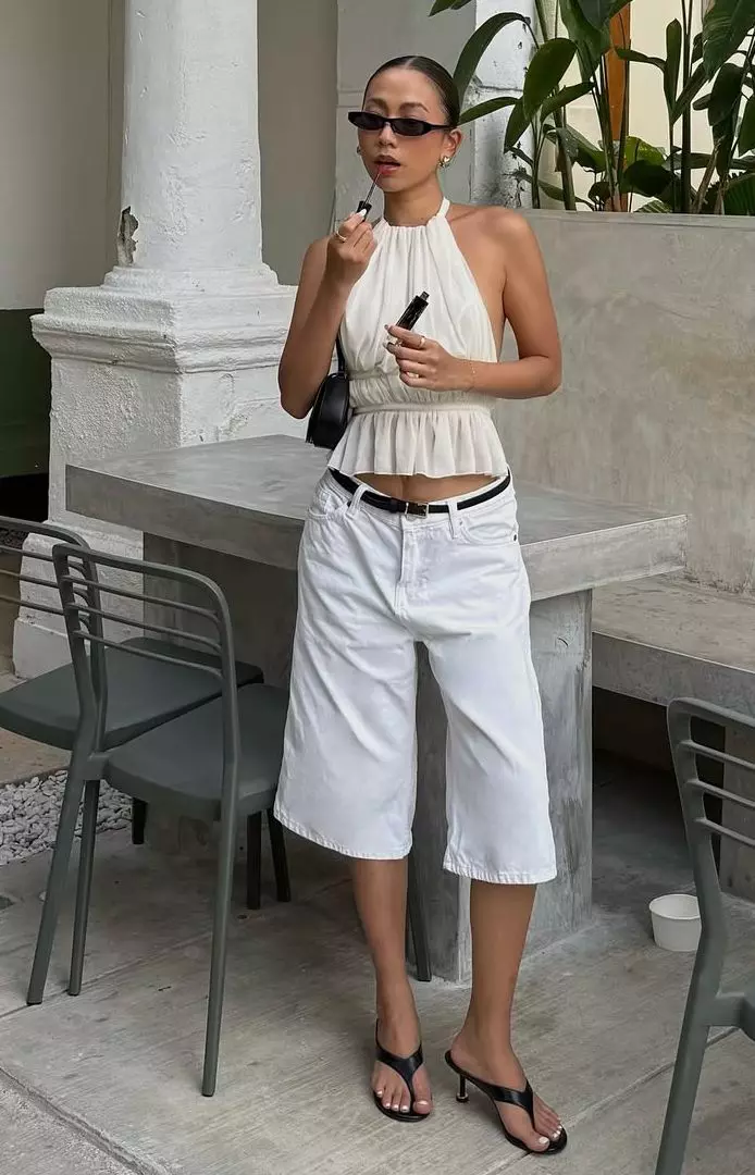Bermude denim - jorts albi (3)