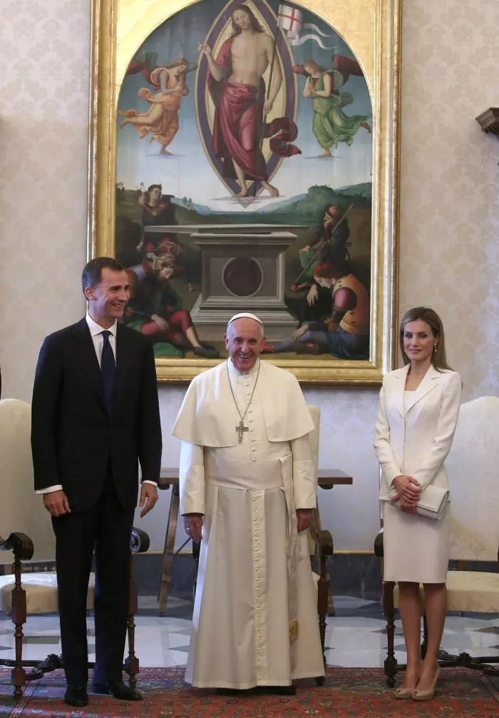 Felipe si Letizia de Spania alături de Pap Francisc