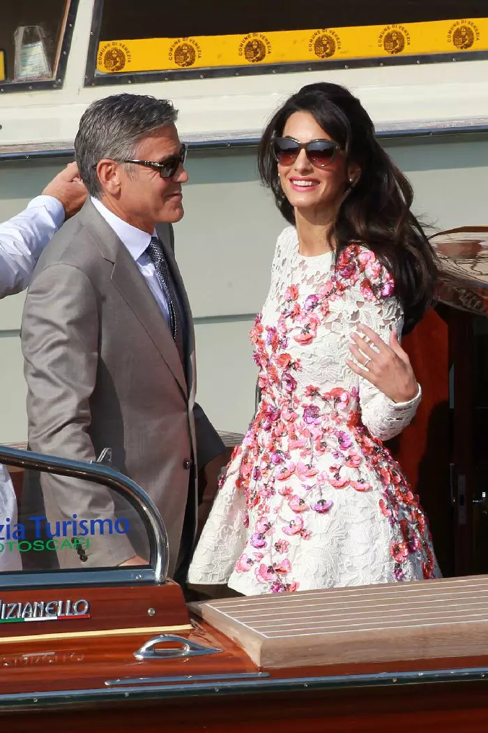 George și Amal în Veneția, la nunta lor, în 2014
