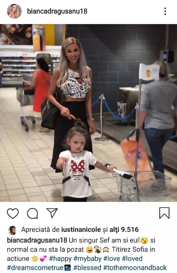 Bianca Drăgușanu are o fetiță, Sofia, din mariajul cu cu Victor Slav