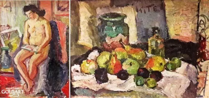 Nud in interior si Natura statica cu fructe - Petre Iorgulescu Yor