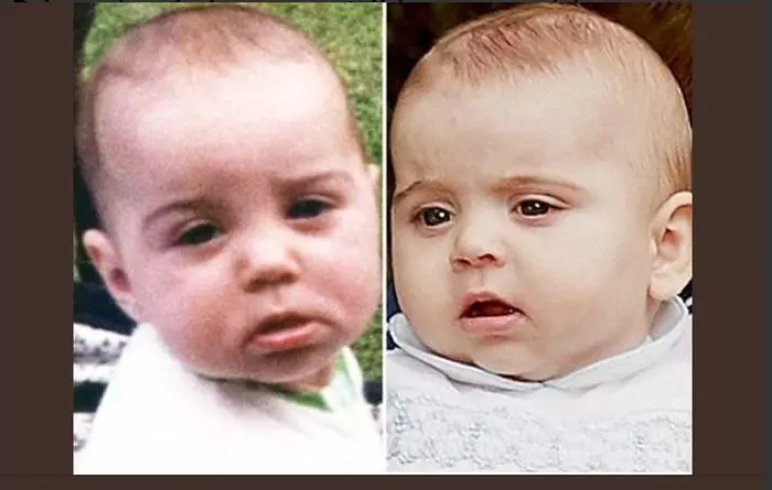 Kate (stânga) și Prințul Louis, la aceeași vârstă.