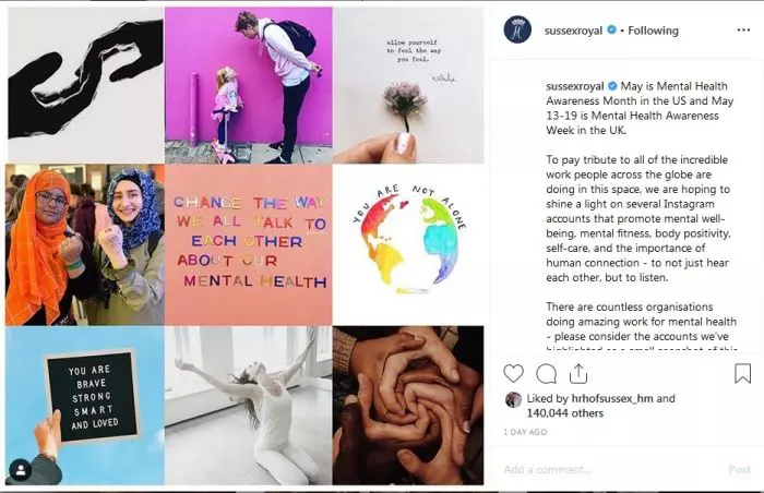 Contul de Instagram al Ducilor de Sussex.