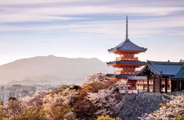Templul Kiyomizu-dera, Kyoto, la apus
