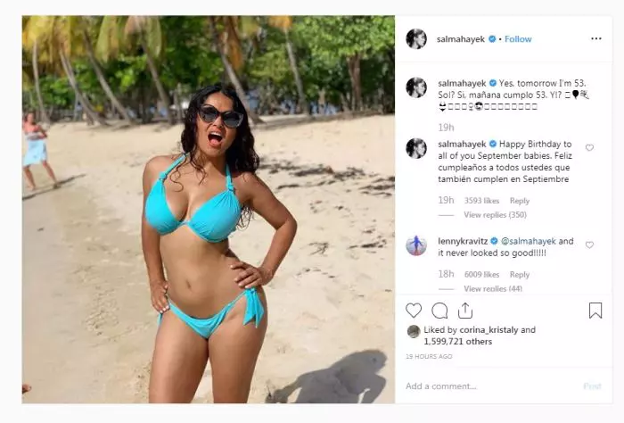 Salma Hayek a împlinit 53 de ani