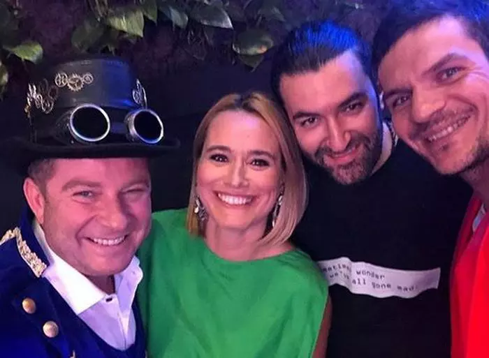 Andreea Esca, la evenimentul de lansare a grilei de toamnă Pro Tv, alături de Pavel Bartoș, Smiley și Tudor Chirilă