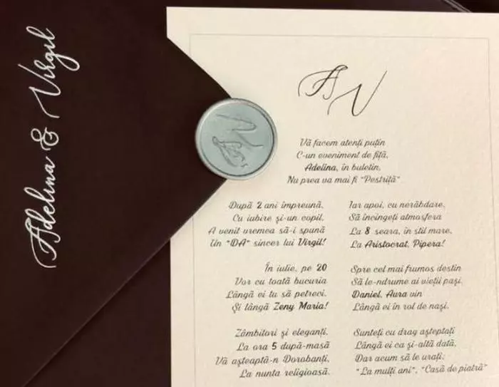 Invitatie la nunta Adelinei Pestritu