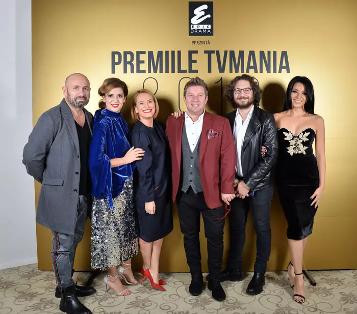 Cătălin Scărlătescu, Amalia Enache, Andreea Esca, Pavel Bartoș, Florin Dumitrescu și Corina Caragea la Premiile TVmania 2018
