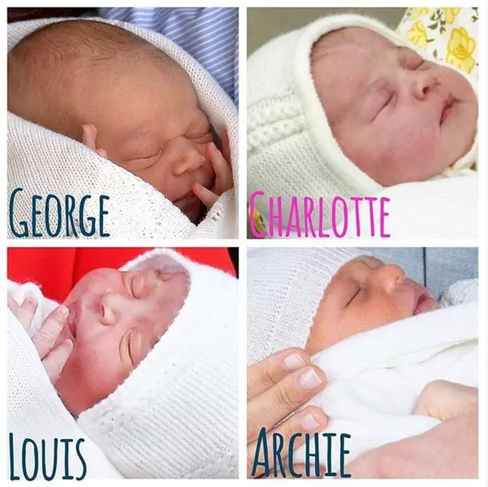 Prinții George și Louis, Prințesa Charlotte și verișorul lor Archie.