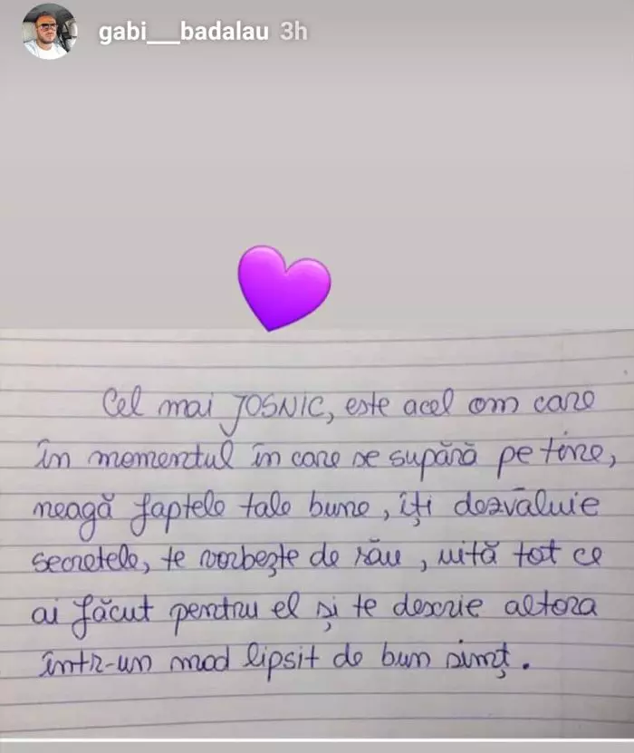 Mesajul lui Gabi Bădălău pentru Claudia Pătrăşcanu