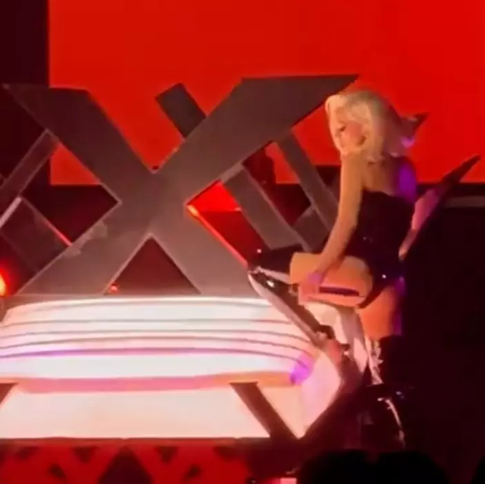 Christina Aguilera Grinds On A Mattress With XXX On Headboard Of Bedframe As She Does A Sensual Dance With Male Dancer Holding Her Body During New Years Residency Opening In Las Vegas