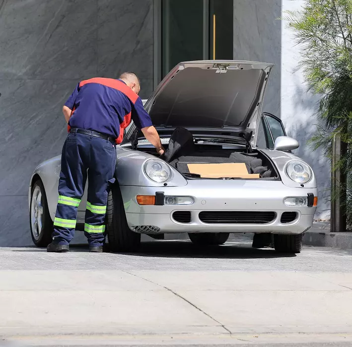 GENERAL VIEW: Kanye West's wife Bianca Censori's Silver Porsche is Seen Getting Towed in Los Angeles