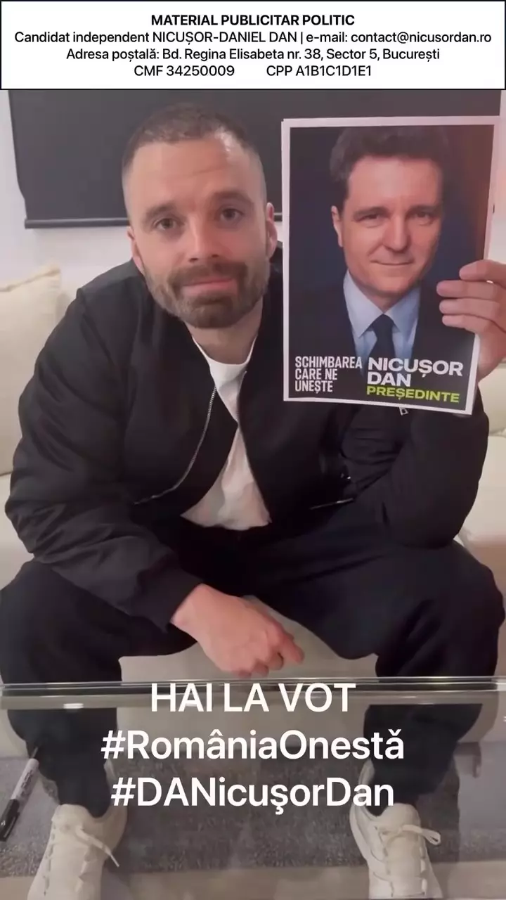 Sebastian Stan votează Nicușor Dan (2)