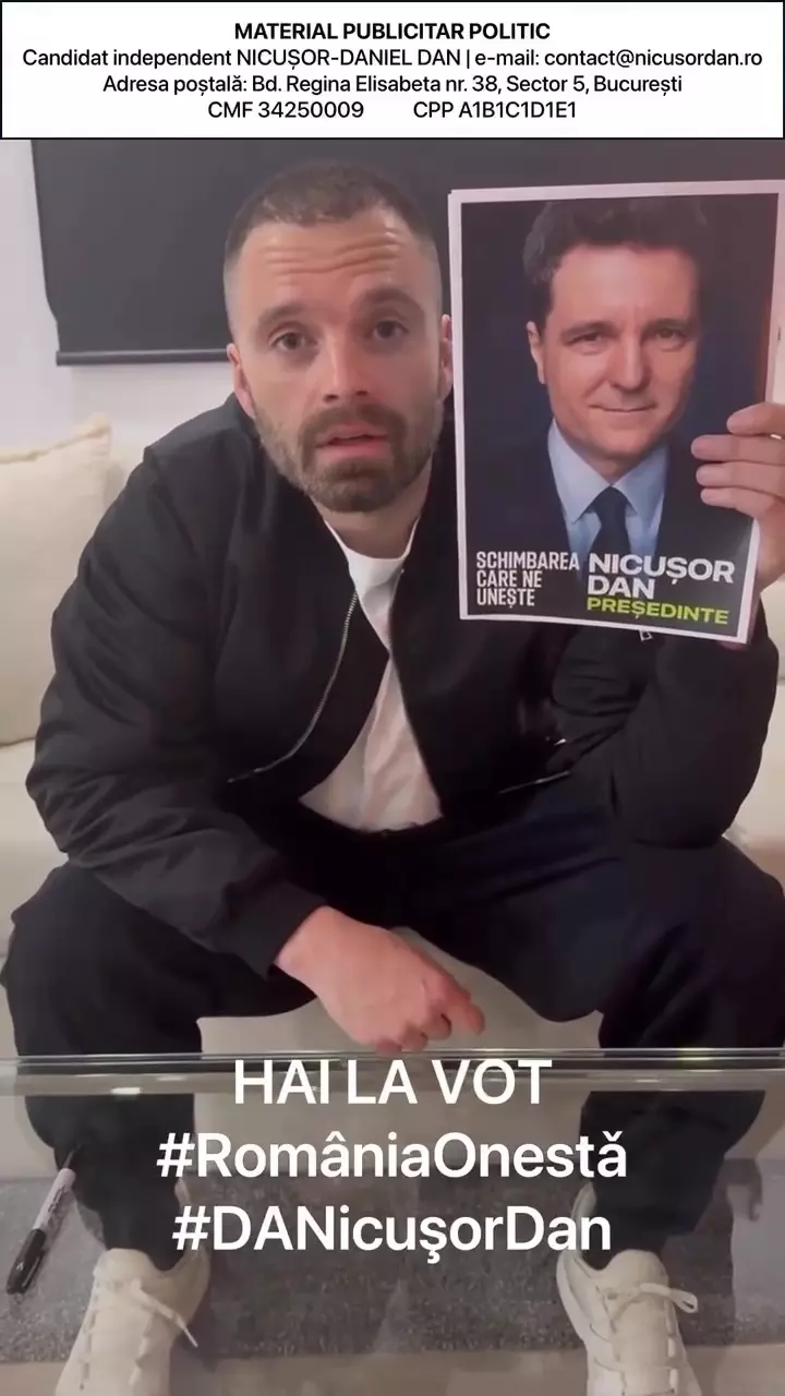 Sebastian Stan votează Nicușor Dan (3)