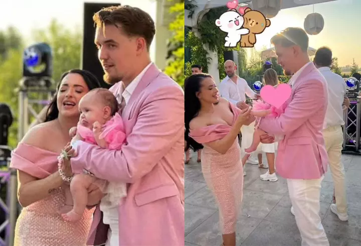 Roxana Nemeș și Călin Hagima și-au botezat gemenii, Ania și Zain, în secret. Imagini de la petrecere: decor de lux cu sute de trandafiri și lumânări, ținute spectaculoase și meniu de cinci stele