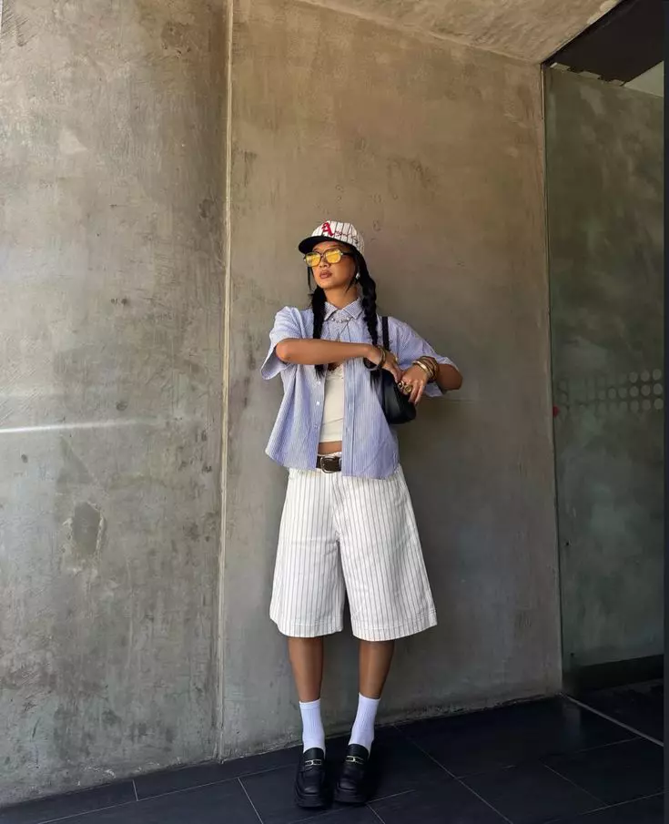 Bermude denim - jorts albi (2)