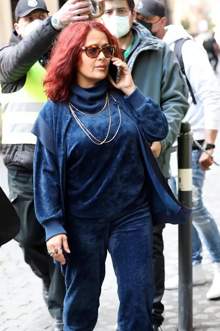 *EXCLUSIVE* Lady Gaga and Salma Hayek spotted on set of the new Ridley Scott movie "House of Gucci"out in Rome.
