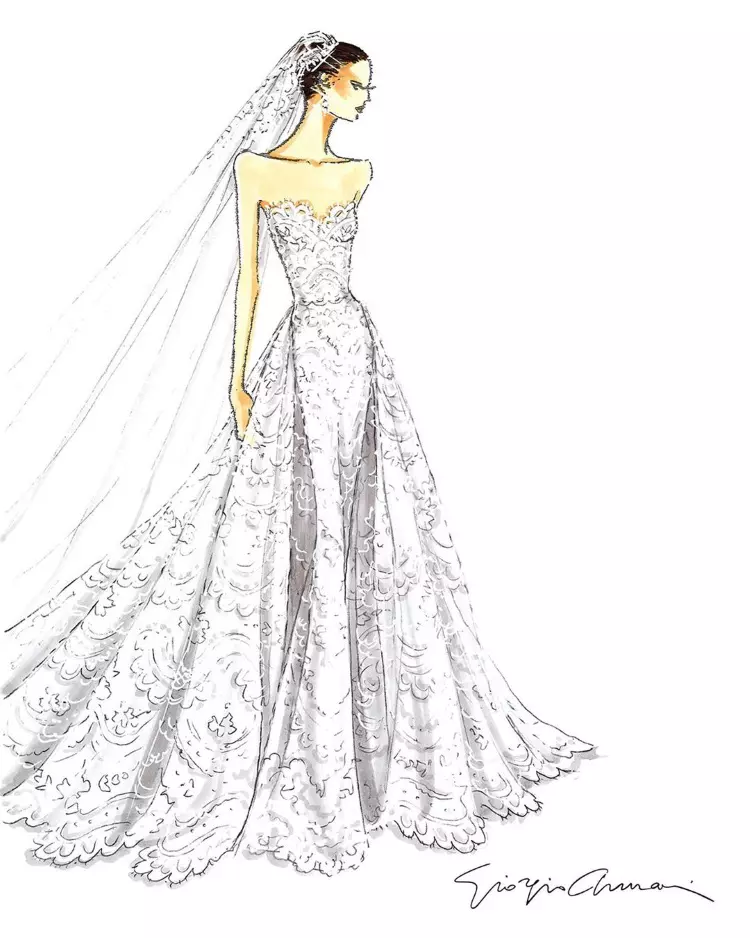 rochie de mireasa Katherine Schwarzenegger, schita Giorgio Armani
