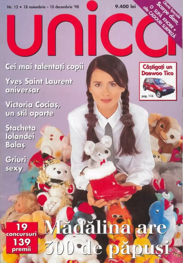 Madalina Manole pe coperta revistei Unica din decembrie 1998