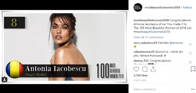 Antonia - top 100 cele mai grumoase femei din lume