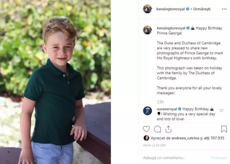 Mesajul transmis de Ducii de Sussex cu ocazia zilei de naștere a Prințului George