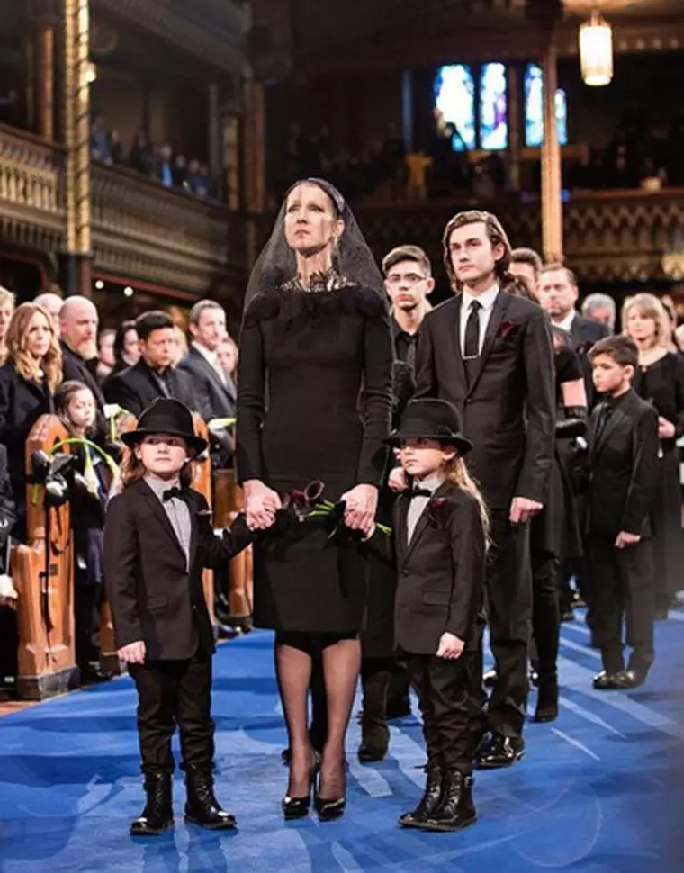 Celine Dion la inmormantarea sotului
