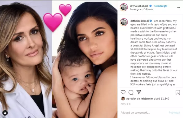 kylie jenner doneaza 1 mlion de dolari