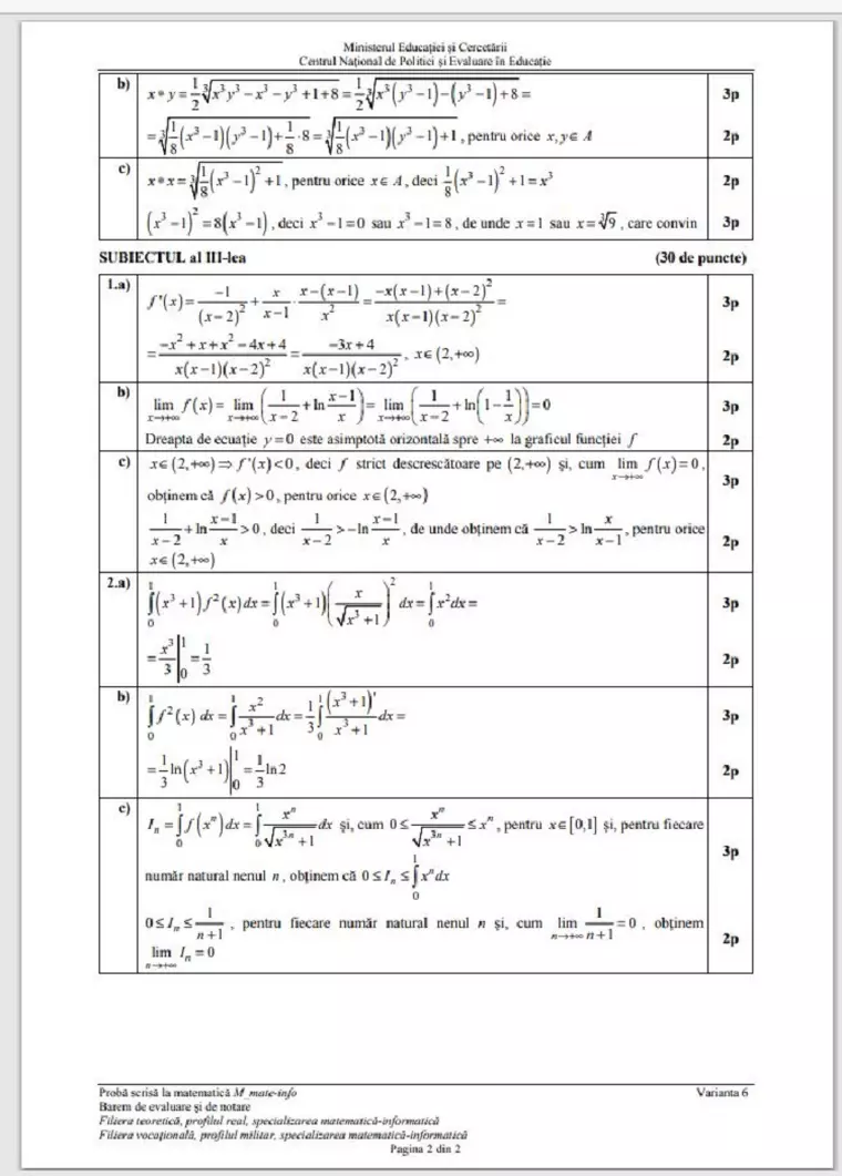 BAC 2020. Subiecte, barem de corectare, informații utile