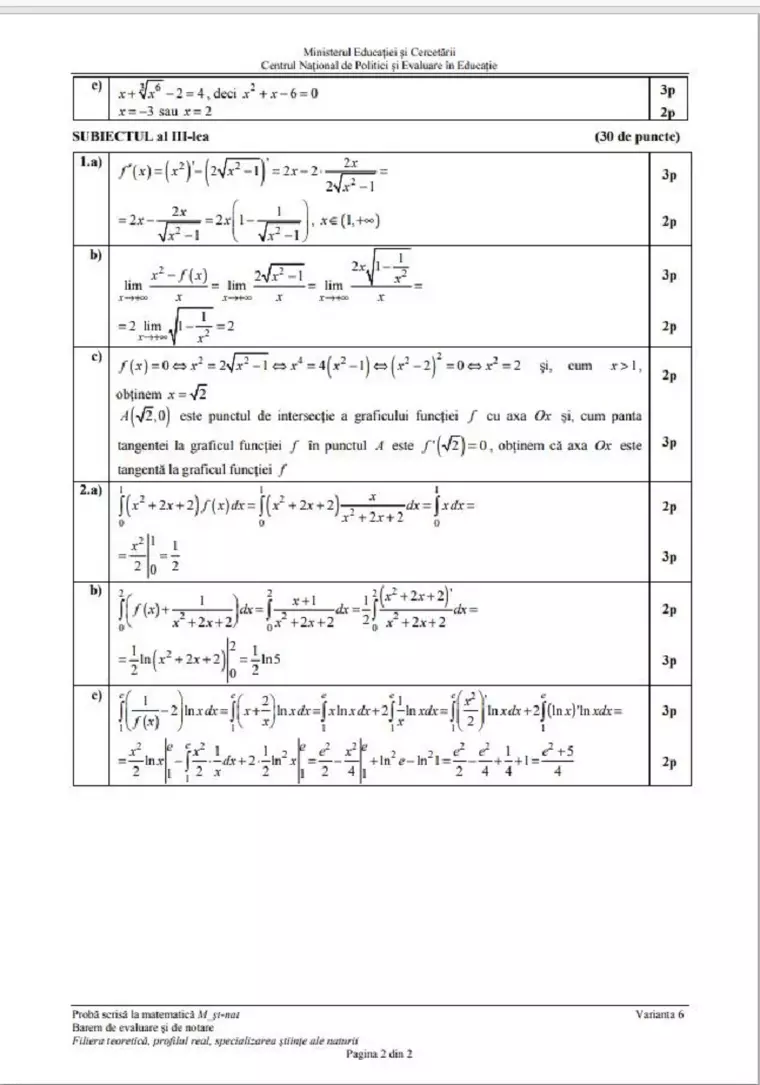 BAC 2020. Subiecte, barem de corectare, informații utile