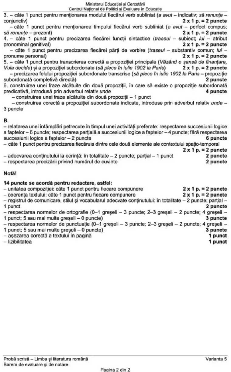 Evaluare Națională 2020. Probe, subiecte, barem de corectare