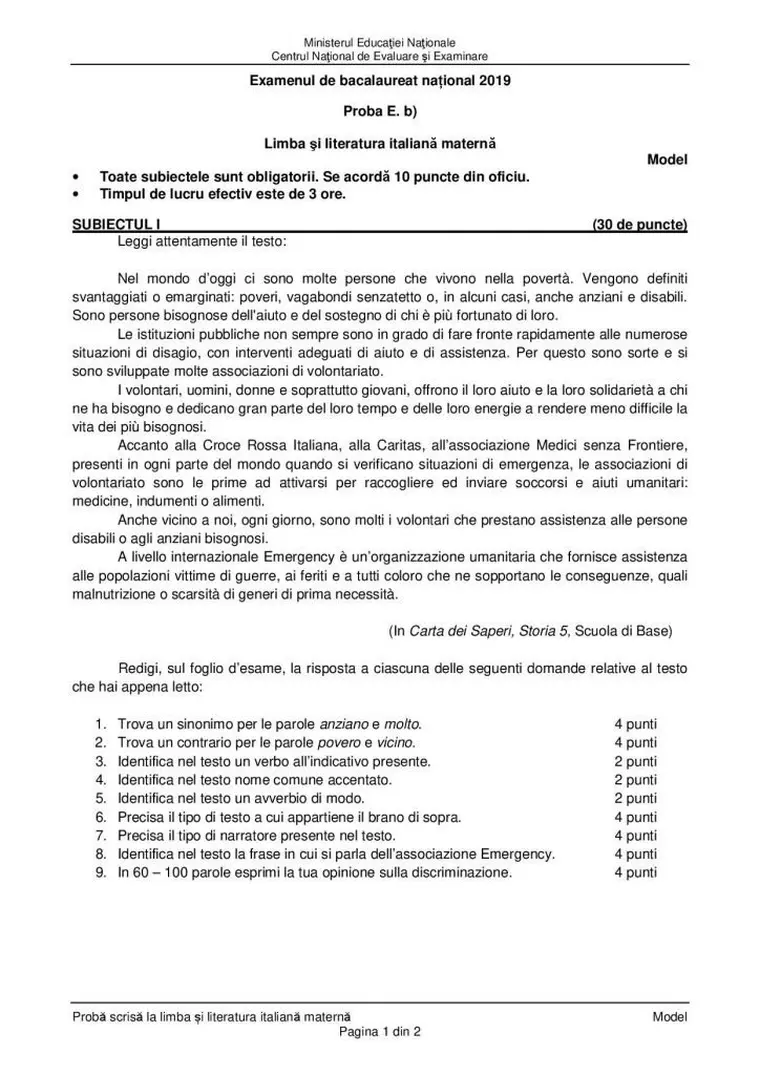 BAC 2020. Subiecte, barem de corectare, informații utile