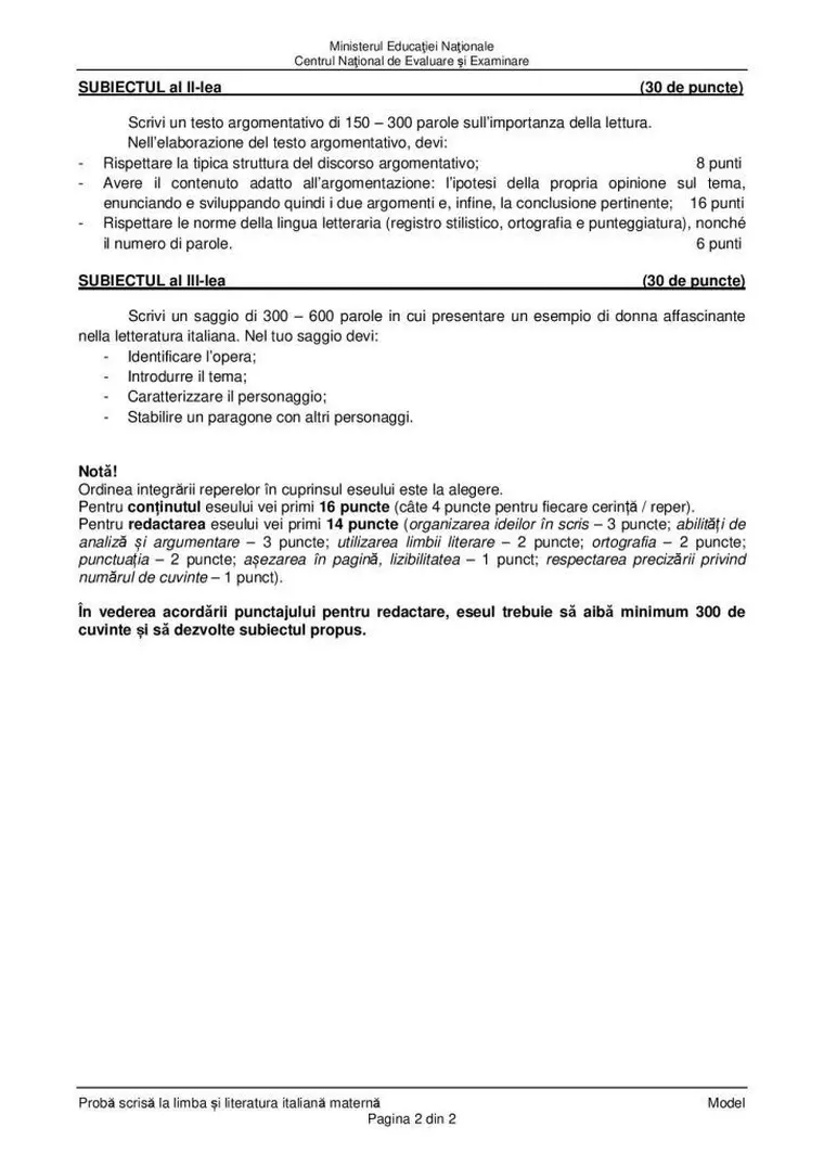BAC 2020. Subiecte, barem de corectare, informații utile