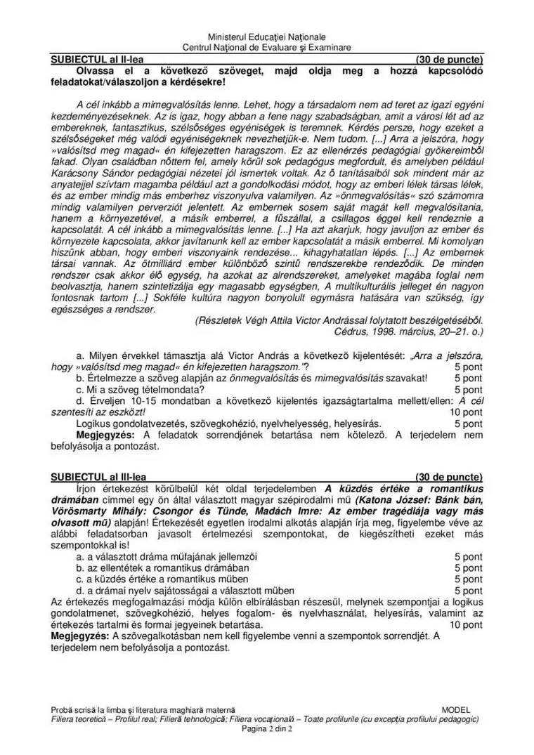 BAC 2020. Subiecte, barem de corectare, informații utile