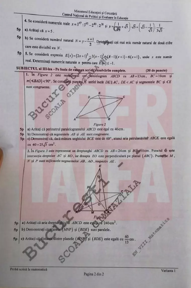 Evaluare Națională 2020. Probe, subiecte, barem de corectare